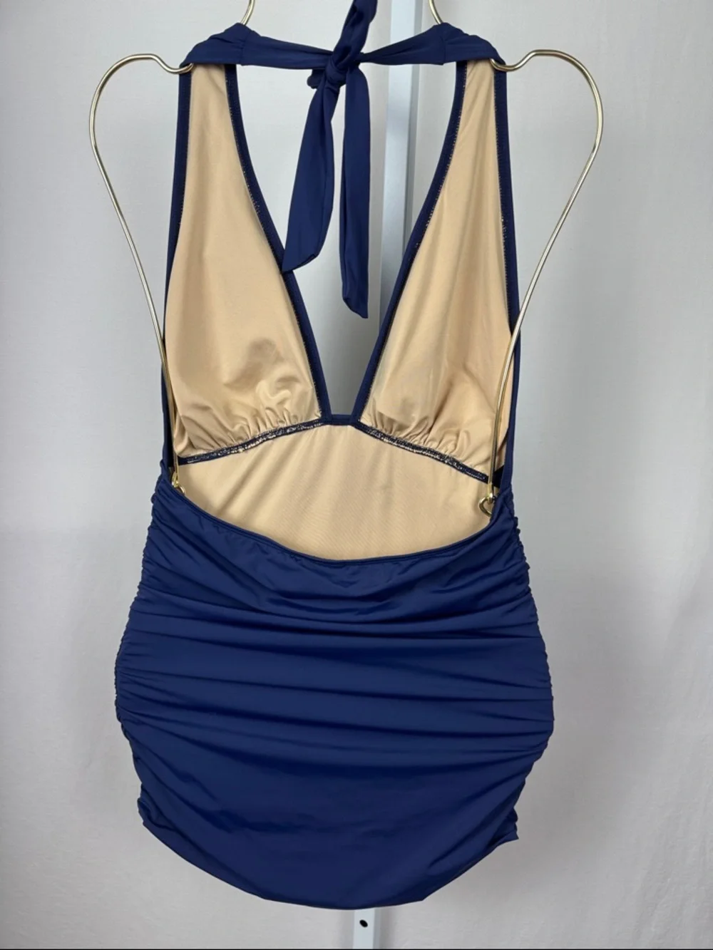 Tart Swim Women’s Size XS Blue Halter Ruched One-Piece Swim Dress with Bra Pads
